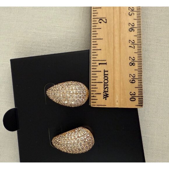 Jewels by Sunaina Narina Stud Earrings Gold CZ Teardrop Statement - Picture 5 of 12